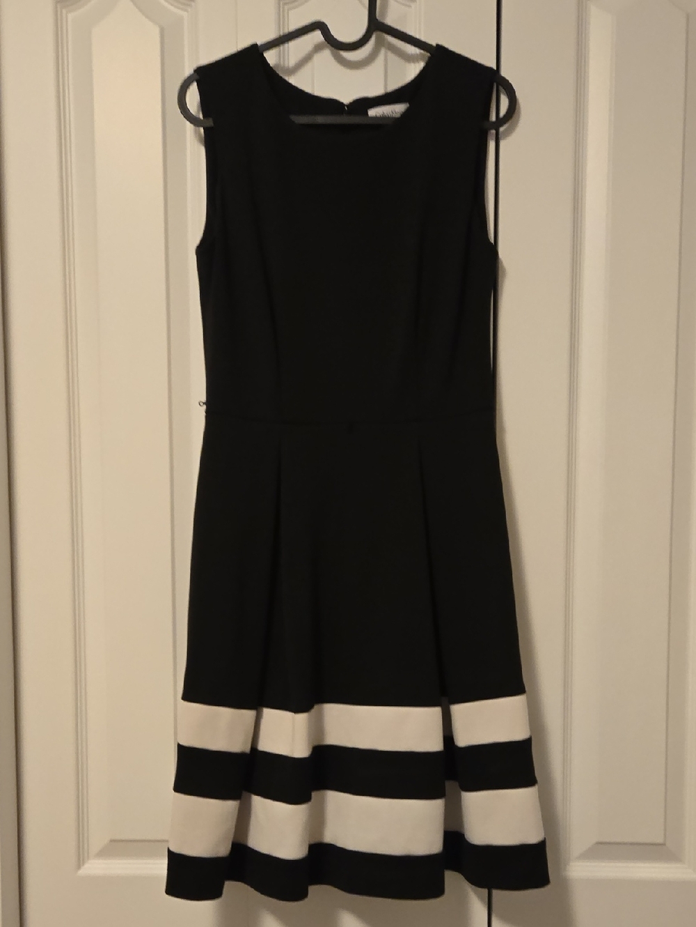 Calvin Klein Black Dress with White Striped Hem